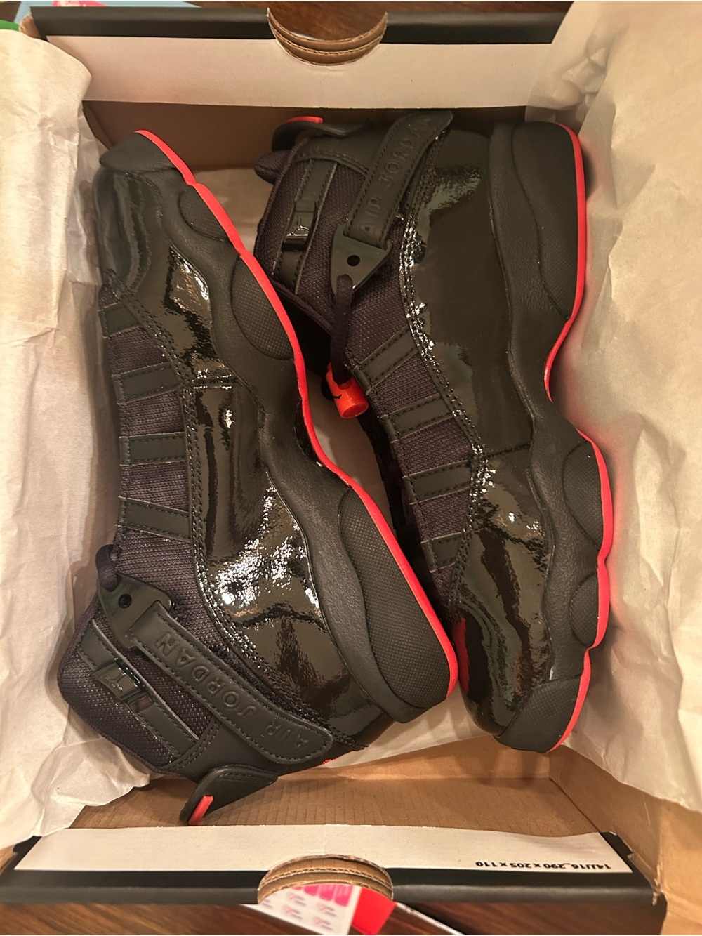 Jordan Boys Black with Red Outsole Retro Sneakers
